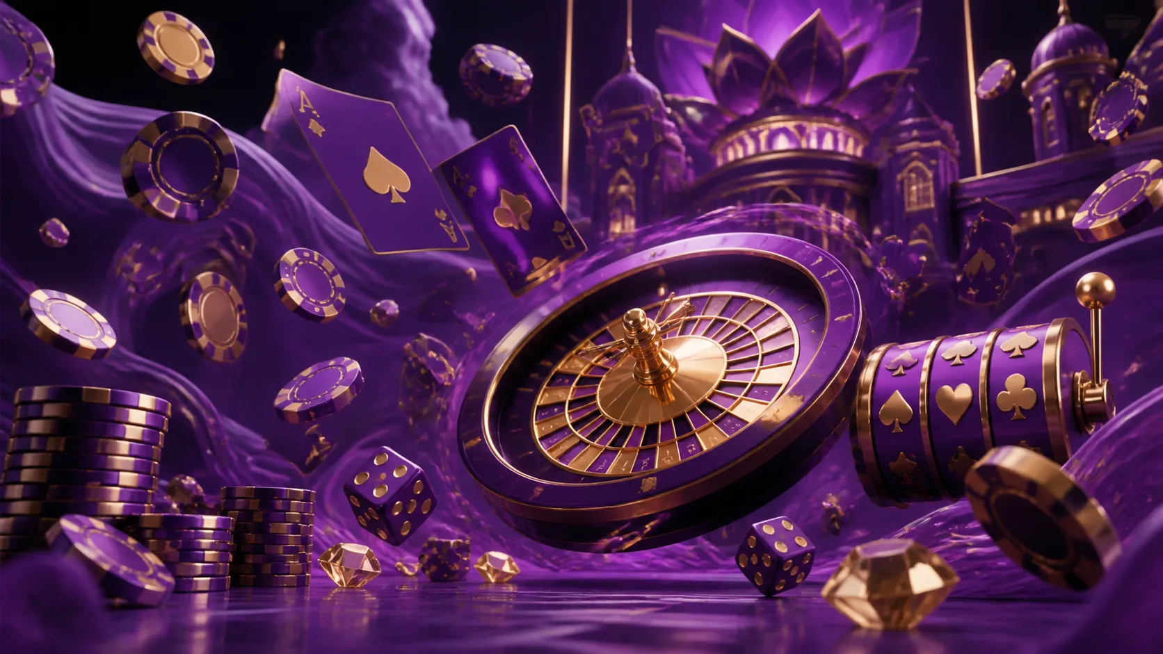 Cinematic casino hero banner for Playbaze with vibrant poker chips and neon lights